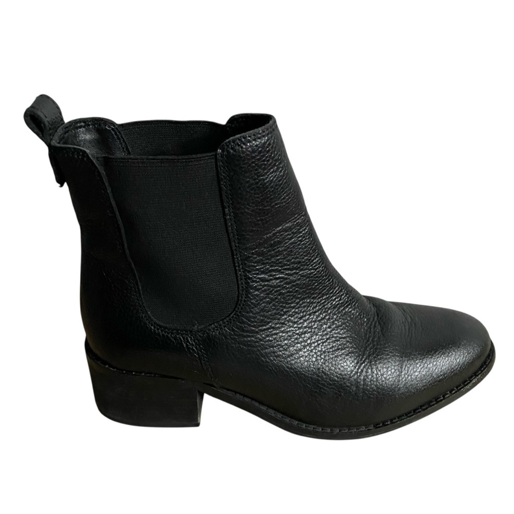 Little Burgundy Women's Black Almond Toe Leather Chelsea Ankle Boots
